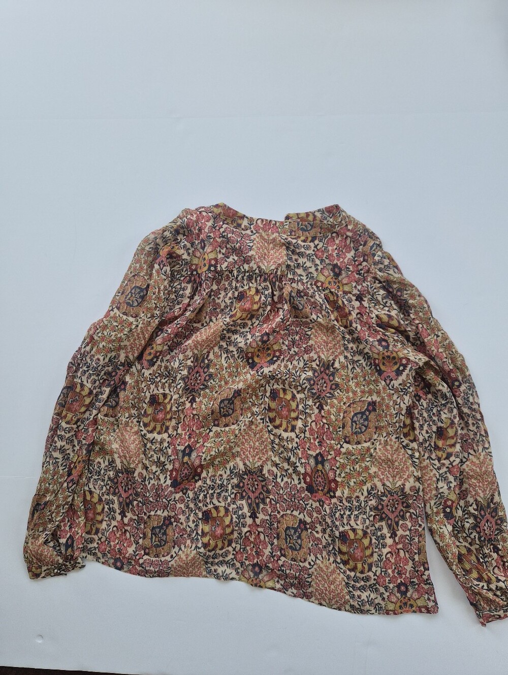 [Sezane] Irina Shirt in Pastel Forest, Size 38/6, Part Silk - Picture 7 of 12